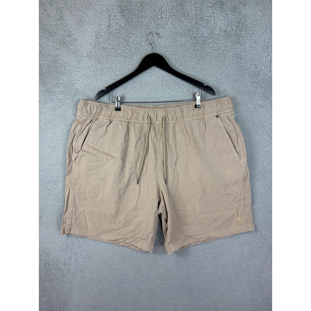 Psycho Bunny Shorts Mens 44 Beige Drawstring Elastic Waist Stretch 9" Rugby Mens
